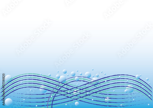 Water waves background with soap sparkling bubbles in vector format.