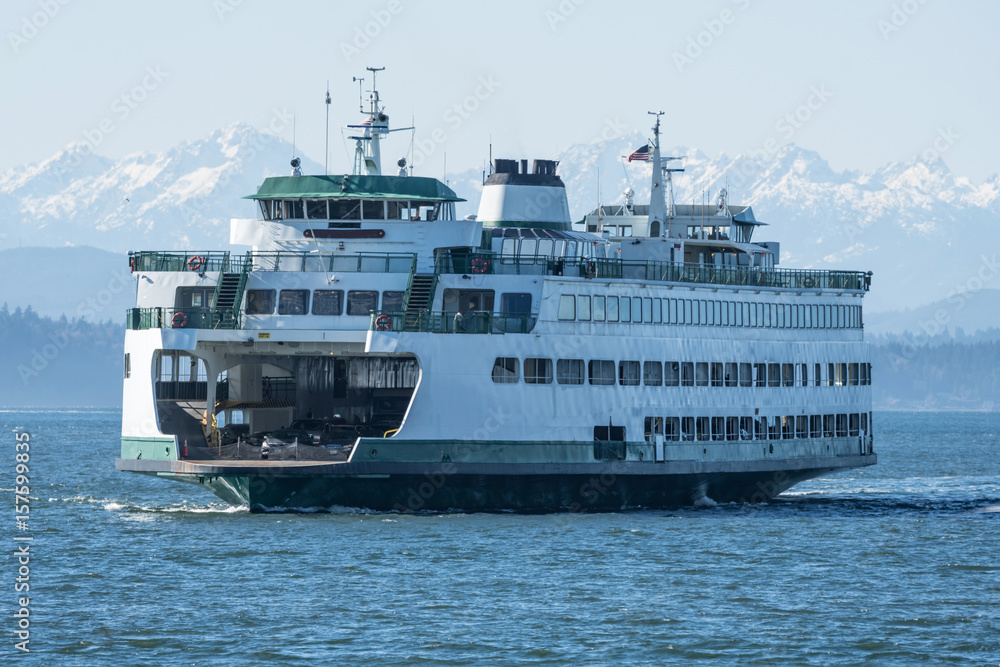 Ferry and Olympic Mountains