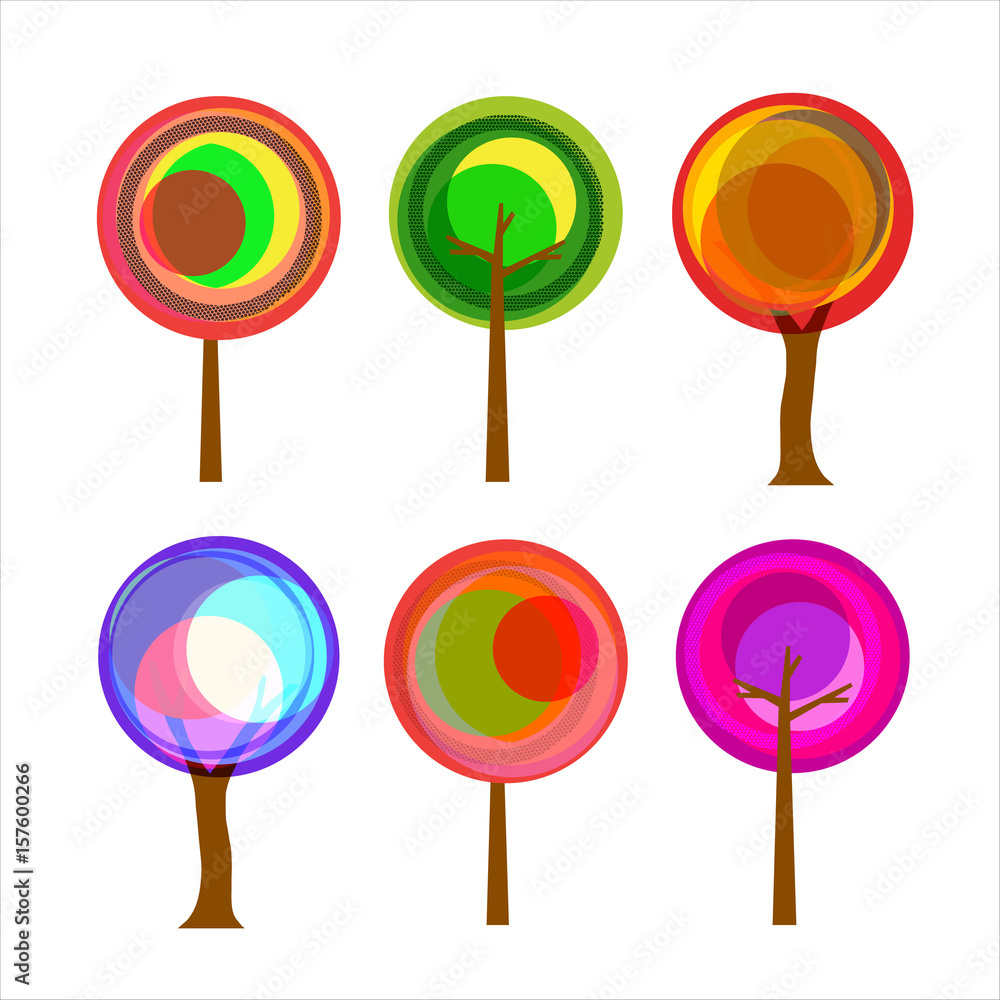 Tree design set in abstract geometric style Tree design set in abstract geometric style