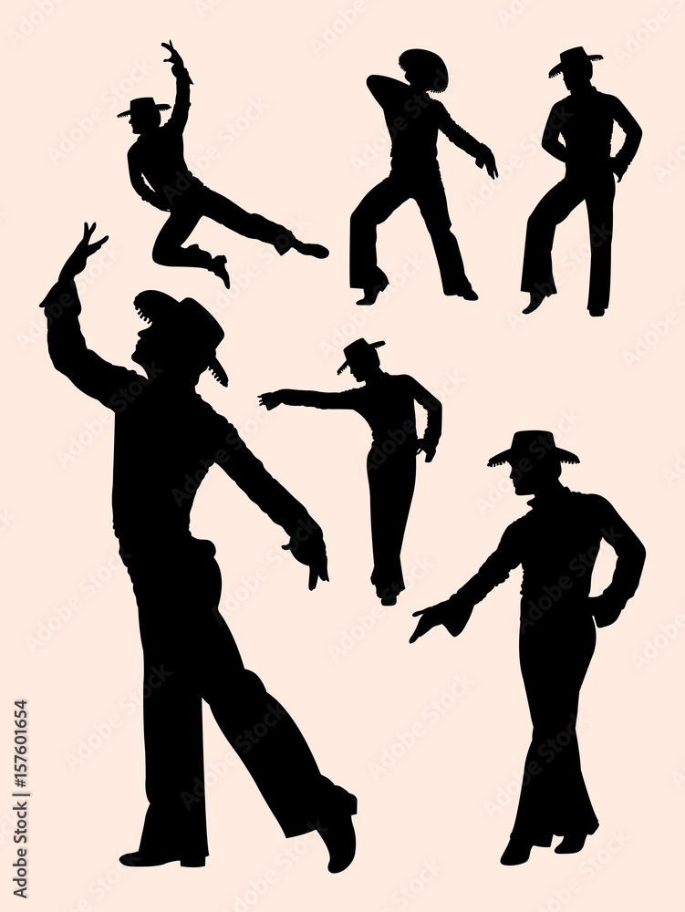 Fototapeta premium Spanish dancers silhouette. Good use for symbol, logo, web icon, mascot, sign, or any design you want.