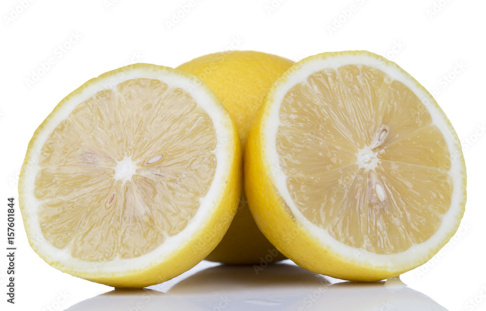 Lemon fruit closeup isolated on the table.