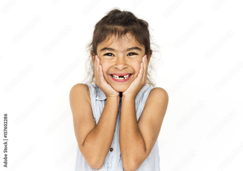 Happiness little girl smiling studio portrait Happiness little girl smiling studio portrait