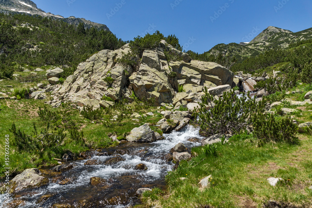 Landscape with Banski lakes and  Small Polezhan peak, Pirin Mountain, Bulgaria