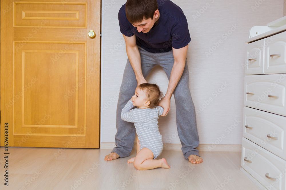 father's day concept - Happy family father and baby child son indoors father's day concept - Happy family father and baby child son indoors