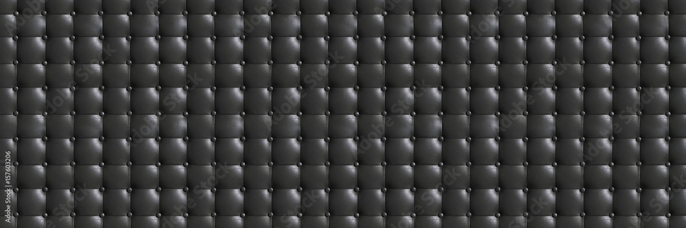 Fototapeta premium horizontal elegant dark gray leather texture with buttons for background and design
