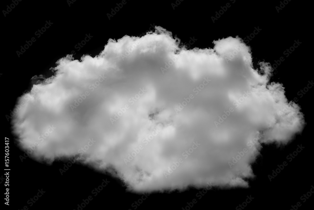 Single white cloud isolated on black, Balck and white image Single white cloud isolated on black, Balck and white image
