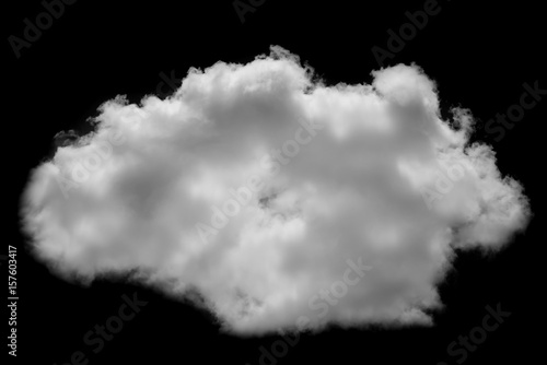 Single white cloud isolated on black, Balck and white image