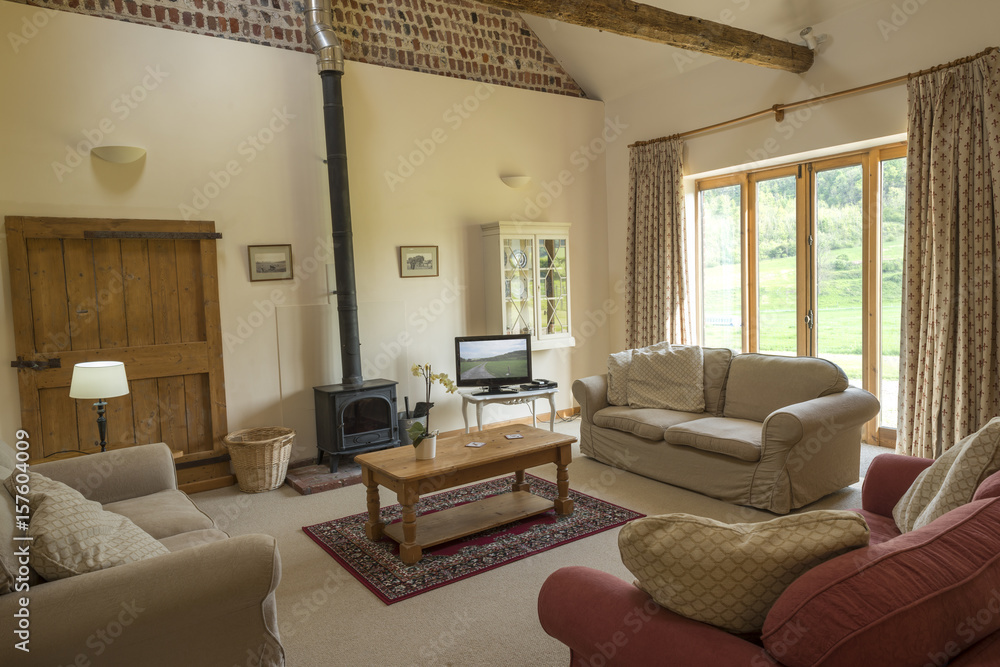 Fototapeta premium Furnished Interior of a Luxurious Cottage