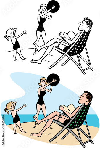 A family enjoying a relaxing beach vacation.