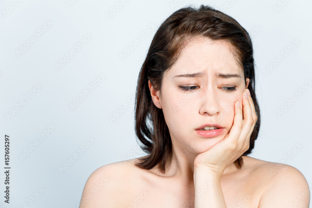 young girl getting a toothache. oral trouble concept. young girl getting a toothache. oral trouble concept.