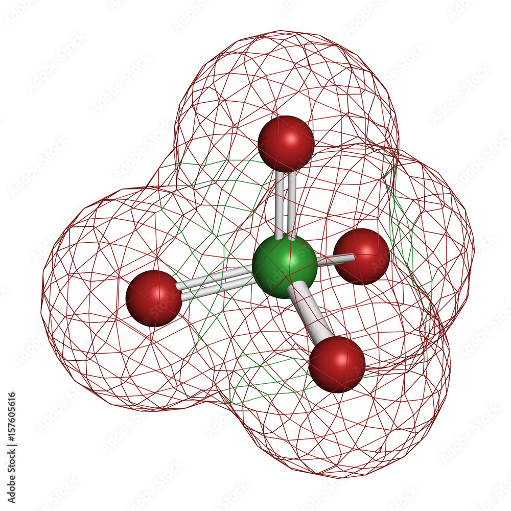 Ilustração do Stock Perchlorate anion, chemical structure. Salts are