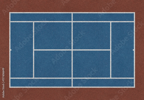 Tennis field. Tennis blue court. Top view. Isolated