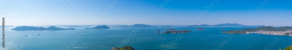 瀬戸内海パノラマ風景　女木島～小豆島　屋島からの眺め