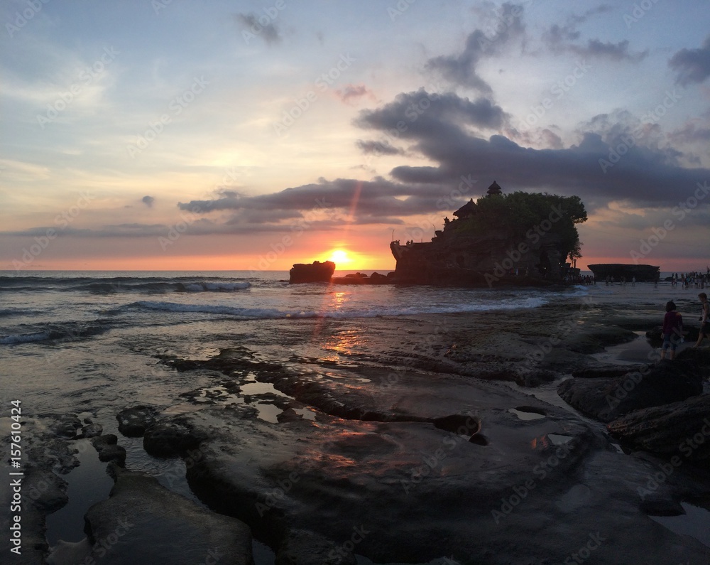 Tanah Lot Temple at sunset in Bali