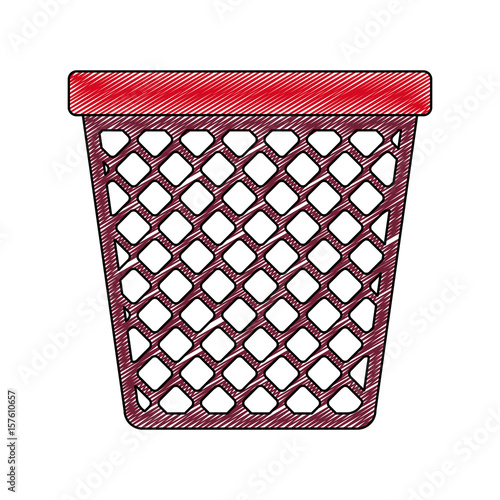 color crayon stripe silhouette of office trash can vector illustration