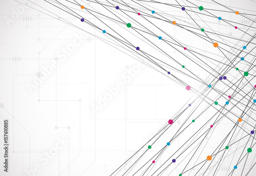 Vector technology concept. Connected Lines and dots colorful background. Network sign