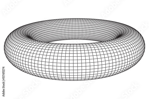 Abstract wireframe torus donut. Vector technology background. Connection design template.