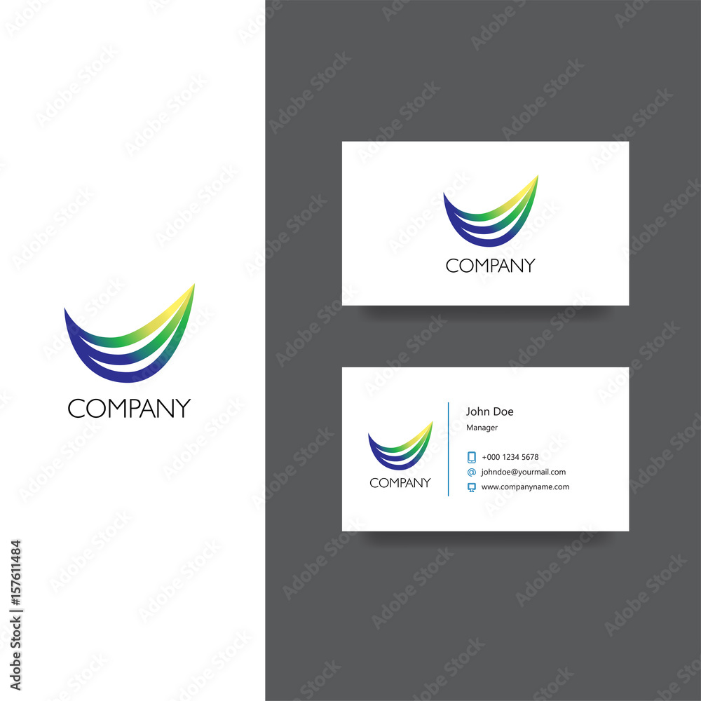 company logo with fiber illustration and business card template