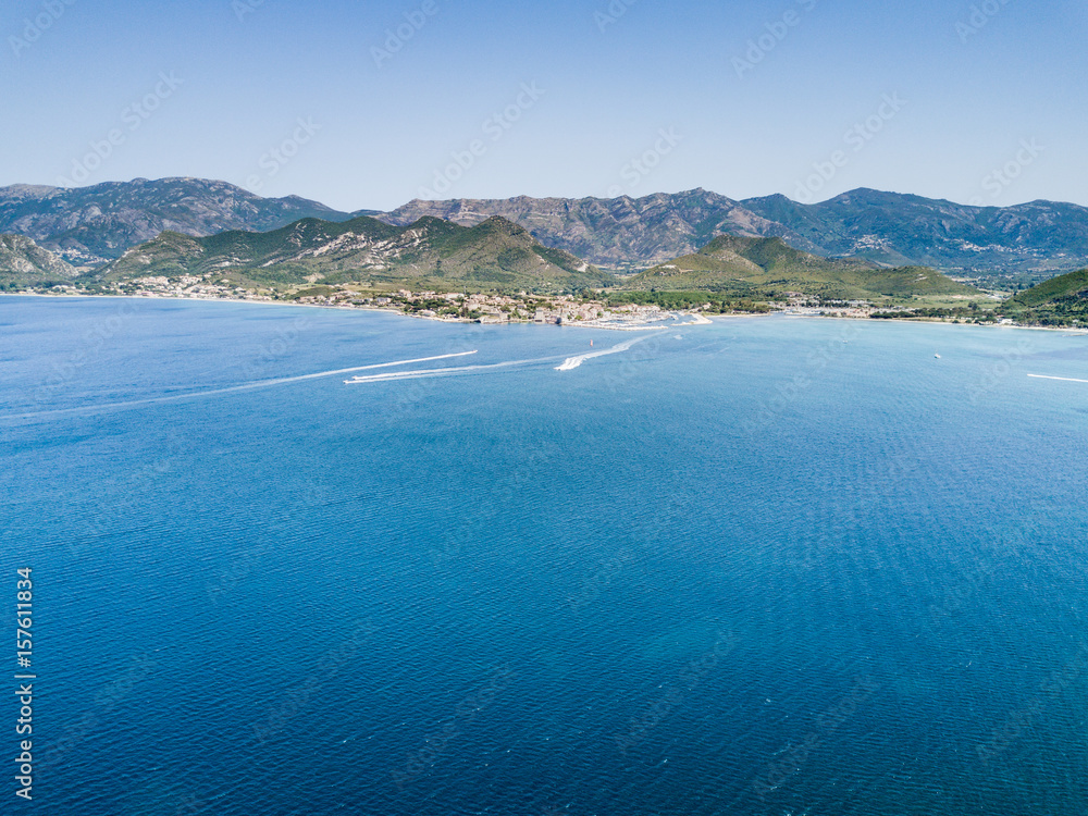 Aerial view of coast in Corsica, France