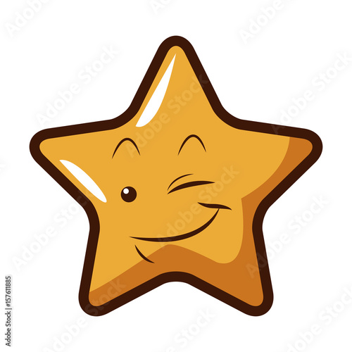 cute kawaii star face emoticon character vector illustration