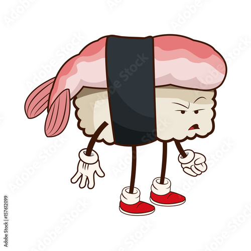 kawaii sushi food japanese funny character vector illustration