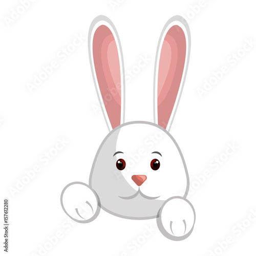 Cute easter bunny cartoon icon vector illustration graphic design