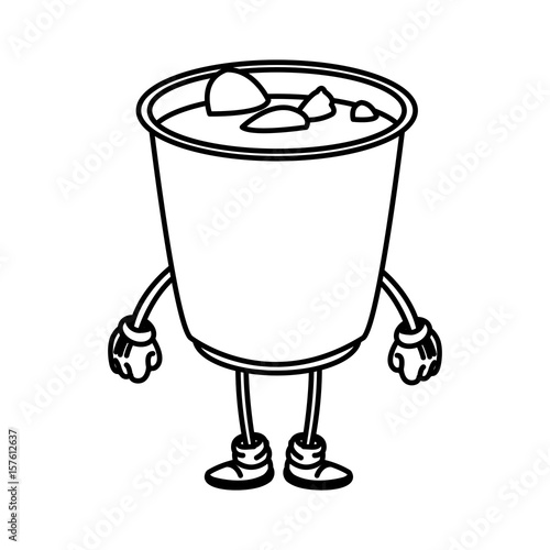 soup ramen food japanese cartoon character outline vector illustration