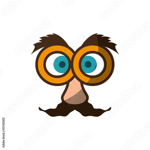Eye glasses with mustache joke mask icon vector illustration graphic design