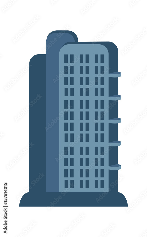 Modern skyscraper isolated icon. Commercial real estate, multi storey building, business tower, architecture vector illustration.