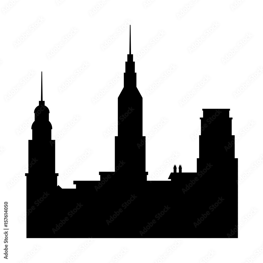 city buildings silhouette downtown exterior image vector illustration
