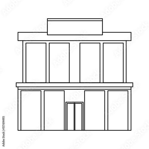 shopping center building mall glass facade billboard vector illustration