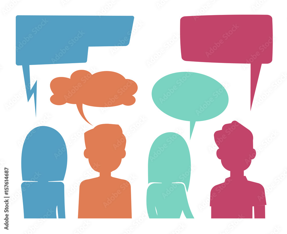 People heads with speech bubbles. Feedback and forum discussion vector concept People heads with speech bubbles. Feedback and forum discussion vector concept