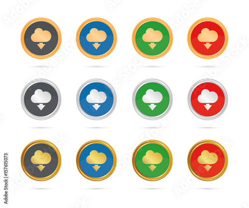 Cloud Download - Buttons Set - Bronze, Silber, Gold