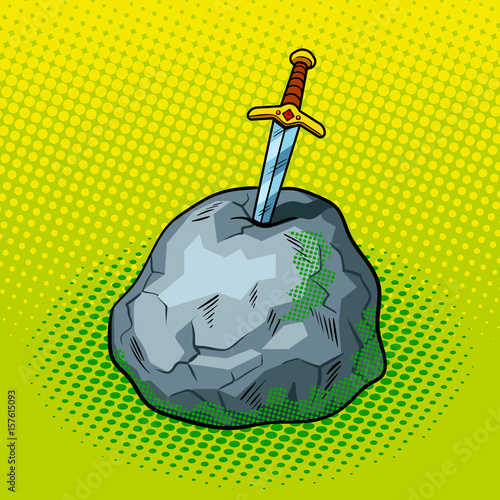 Sword in stone comic book style vector