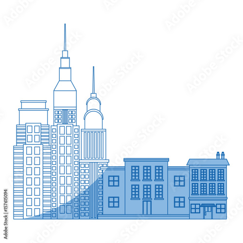 city buildings and skyscrapers of urban skyline business apartment commercial vector illustration