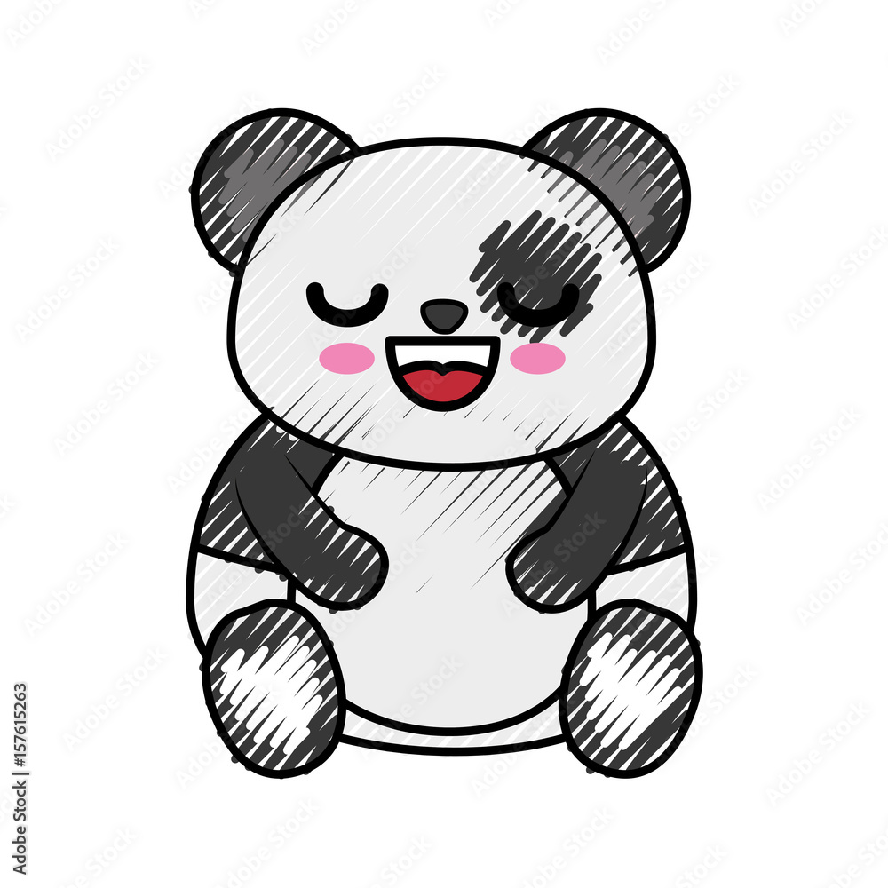 Bear panda kawaii cartoon icon vector illustration graphic design