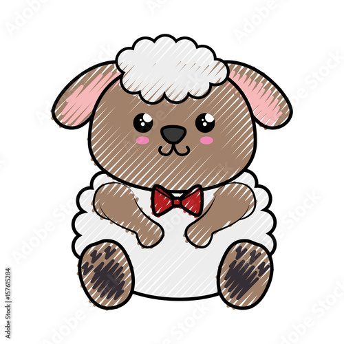 Sheep kawaii cartoon icon vector illustration graphic design