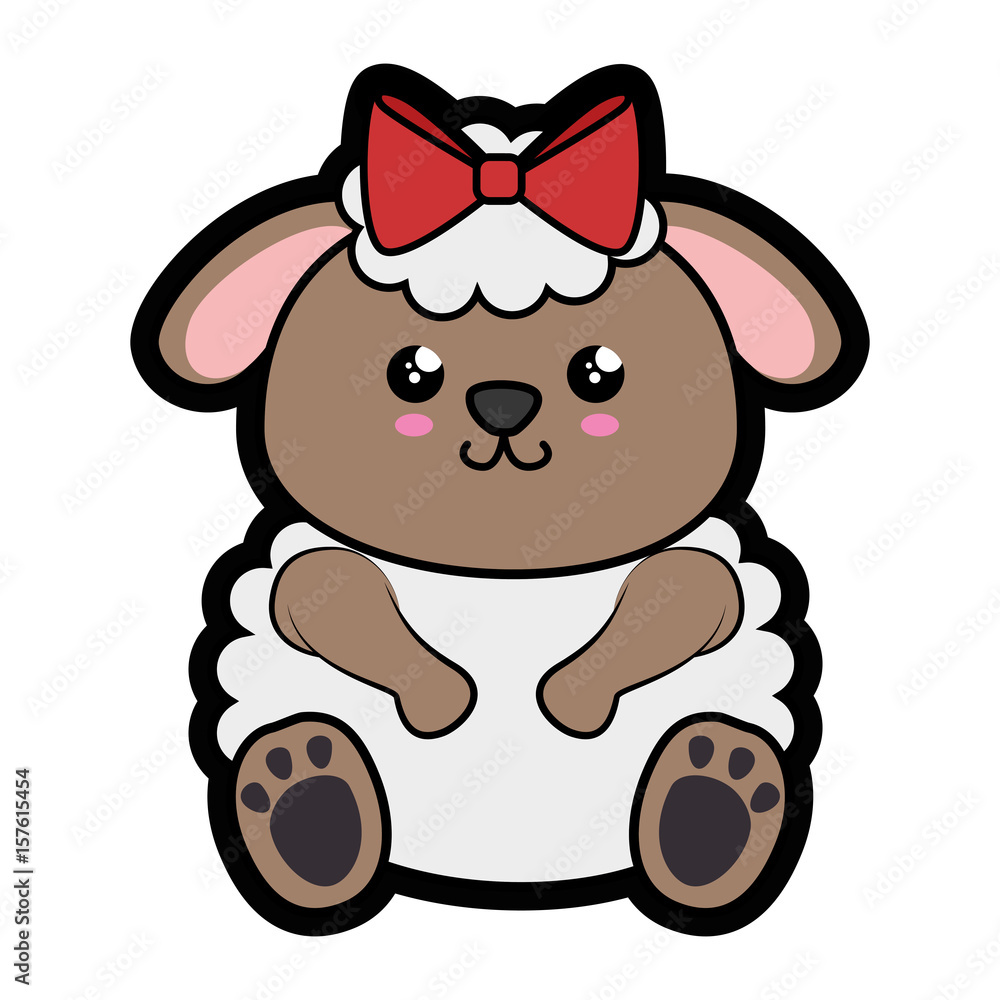 Fototapeta premium Sheep kawaii cartoon icon vector illustration graphic design
