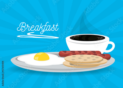 delicious breakfast dish menu restaurant vector illustration