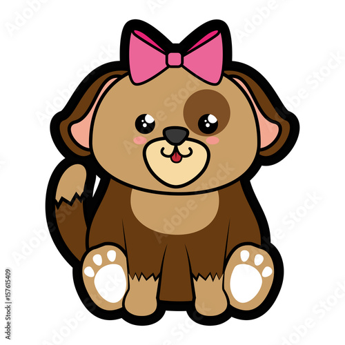 Dog kawaii cartoon icon vector illustration graphic design
