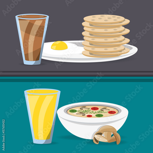 delicious breakfast and lunch menu restaurant vector illustration