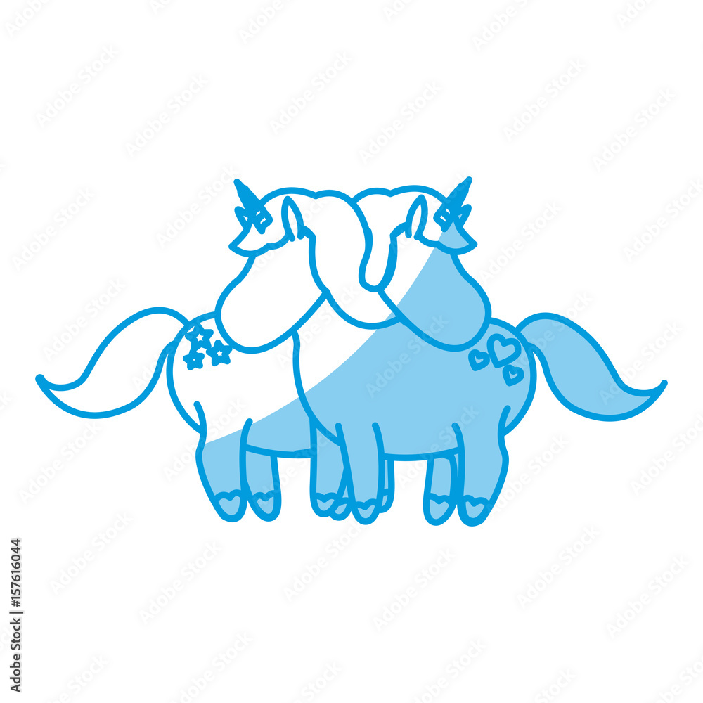 cute unicorn animal fantasy horse horn lovely vector illustration