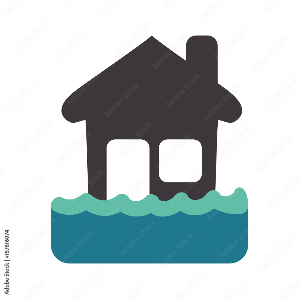emergency house flood and natural disaster vector illustration Stock ...