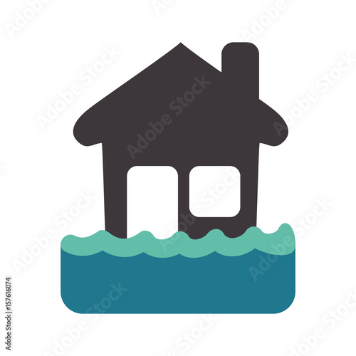 emergency house flood and natural disaster vector illustration