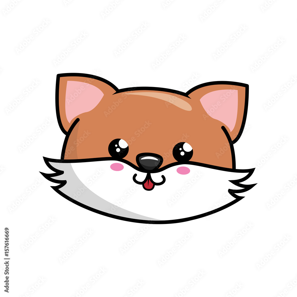 kawaii fox icon over white background. vector illustration kawaii fox icon over white background. vector illustration