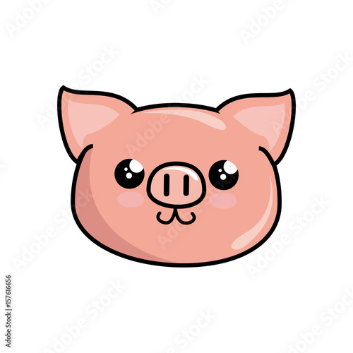 kawaii pig icon over white background. vector illustration