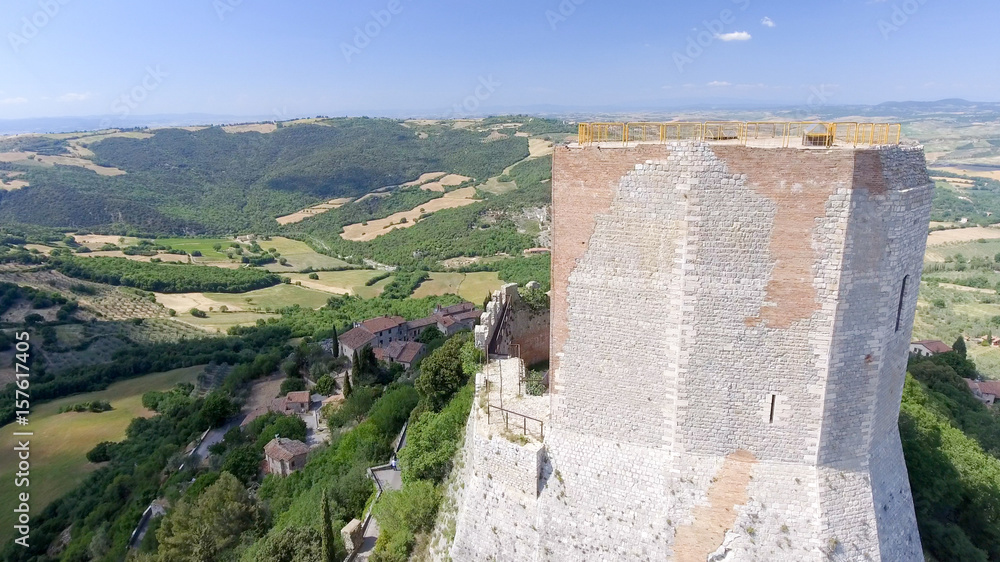 Wonderful aerial view of Rocca di Castiglione, Val D'Orcia - Tuscany - Italy