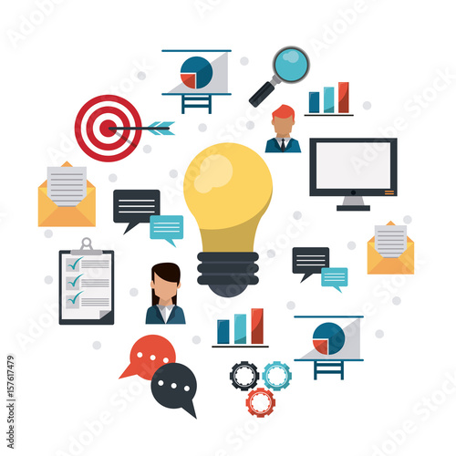 white background with color icons collection for business idea vector illustration