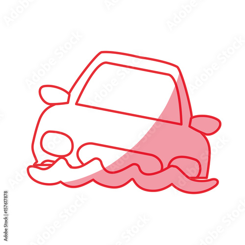 silhouette flooded car for danger weather vector illustration