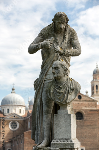 The statue of Antonio Canova (1757-1822) who was an Italian sculptor from the Republic of Venice. The statue is located in Prato della Valle, Padua, Italy
